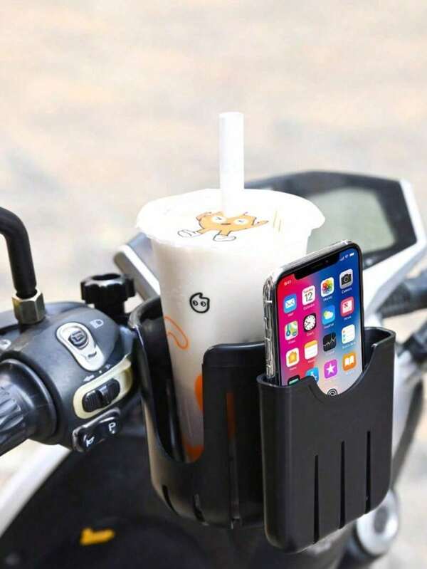 Soporte para taza y soporte para teléfono de motocicleta, soporte para taza de doble función para bicicleta/scooter con ABS antideslizante de alta resistencia, soporte universal para botellas de agua de liberación rápida, soporte para tazas, soporte para bebidas, soporte para teléfono, estante montado en el vehículo
