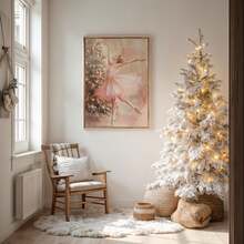 1件圣诞芭蕾舞女演员墙饰，胡桃夹子芭蕾舞主题圣诞装饰，粉色芭蕾节日可打印艺术，帆布壁挂，房间海报，家居装饰，房间装饰美学，房间装饰用品。可选画框，房间装饰。 - 1pc - 查看 9