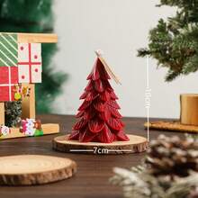 1pc Christmas Big Leaf Cedar Christmas Tree Shaped Scented Candle, Home Decor Ornament, Holiday Gift, No Wooden Base, Product Weight: 100g, Size: 7*10cm, Kraft Paper Box