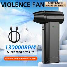 FOURQ Turbo Fan, Compressed Air Duster, Blower Compact, Lightweight, And Cordless For Portability Up To 130,000 RPM 4 Adjustable Speed Settings ABS Construction Type-C Charging Ideal For Home, Travel, Hair Salons, Cars, Computer Keyboards, And More A Thoughtful Gift - Black - View 9