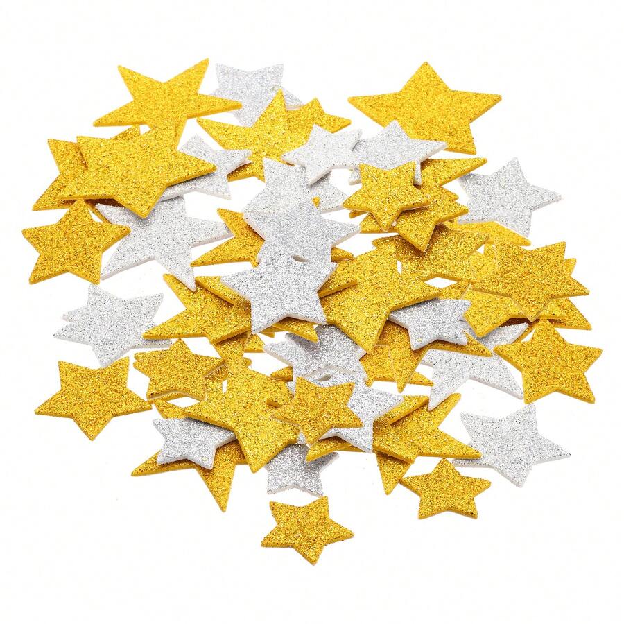 Foam Stickers, EVA Self Adhesive Glitters Foam Shape Sticker Craft Supplies For Scrapbook Card DIY Making Home Decor - 彩色五角星120Pcs - 查看 1