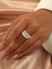 1 PC S925 Sterling Silver Vintage Line Wrapped Ring For Women Fine Ladies Jewelry Gift Party Gift Birthday Gift Daily Wear - Silver - View 5