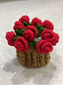 Handgemachte DIY Rose Blumen Tasse Untersetzer, gehäkelter Tassen Untersetzer verwandelt in Blumenstrauß, kreatives Geschenk