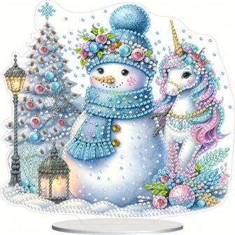 1 件 2D 圣诞树钻石画套件 - DIY 卡通主题马赛克艺术工艺套装，包含不对称 PET 钻石，带礼品盒，1 件桌面装饰钻石画装饰套装