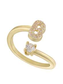 This Is A Stylish And Simple Asymmetrical Copper A-Z Ring With An Adjustable Opening And 26 English Initials For Women. It Is Suitable For Daily Wear And Casual Entertainment. It Is A Gift For Friends And Couples At Festivals And Gatherings!