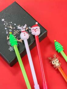 50 支装圣诞凝胶墨水笔新奇圣诞圆珠笔黑色凝胶墨水圣诞人物棒笔圣诞卡通凝胶墨水笔适用于课堂奖励、办公用品、圣诞袜