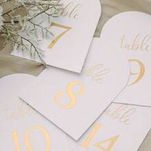Arch Table Numbers 1 - 20+ Table, 4x6 Inch White Art Paper, Double - Sided, Gold Foil Embossed Details, Elegant Wedding Reception, Centerpiece Decoration, Event, Party, No Holders - 1-20 Lá Vàng - Xem 4
