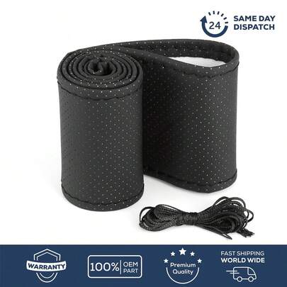 GEARZAAR Soft Leather DIY Car Steering Wheel Cover Universal For 15"/38 Cm Dia Anti-Slip