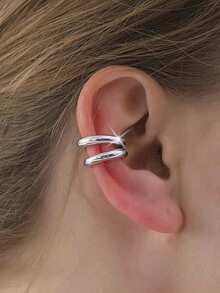 CVNANA 1 对朋克风格不对称圆形无穿孔耳夹，简约时尚合金夹式耳环，适合女士、日常和度假佩戴 - A - 查看 6