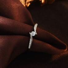 1pc S925 Sterling Silver Elegant Cubic Zirconia Ring, Quality Jewelry For Women Engagement/Proposal