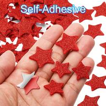 Foam Stickers, EVA Self Adhesive Glitters Foam Shape Sticker Craft Supplies For Scrapbook Card DIY Making Home Decor - 紅色五角星款300個 - 查看 4