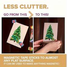 1 套自粘磁性胶带和切割器，500cm x 0.75 英寸宽卷，薄深灰色磁铁，专为纸张和照片设计，背面带粘性。 - 黑色 - 查看 10