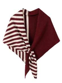 1pc Knitted Striped Color Block Triangle Scarf/Shawl