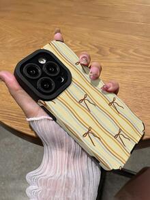 1 件简约条纹蝴蝶结设计垂直纹理高品质人造皮革防震防指纹手机壳，适合作为生日、节日礼物送给朋友、家人、情侣，兼容 AppleApple Sung 型号 - 彩色 - 查看 5