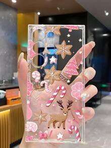 1 szt. Choinka, płatek śniegu, miękki futerał na telefon z reniferem, kompatybilny z 17/17 Air/17 Pro/17 Pro Max, Honor, Redmi, Galaxy A04e/12/A13/A14/A34/A50/A52/A53/A54/S21/S22/S23/S24/S25/S25Ultra, 6A/7A/8A, 12T/13T - Przezroczysty - Zobacz 5