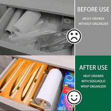 EKEJLI Dispensador de Papel de Aluminio, dispensador de Envoltura 3 en 1 con Cortador,Envoltura de plástico Dispensador de Cera de Papel de Aluminio para cajón de Cocina/Montaje en Pared - 1 - Ver 6