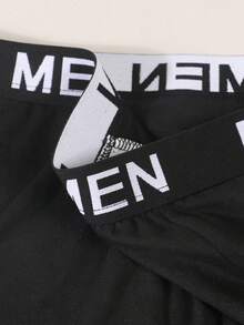 Men's Black Simple Fashion Butt Letter Progress Bar Graphic Comfortable Breathable Elastic Everyday Boxer Briefs - Black - View 7