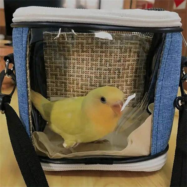 3 PiecesPortable Bird Carrier Set - Breathable Transparent Shoulder Bag, Oxford Cloth, Zipper Closure, Suitable For All Seasons