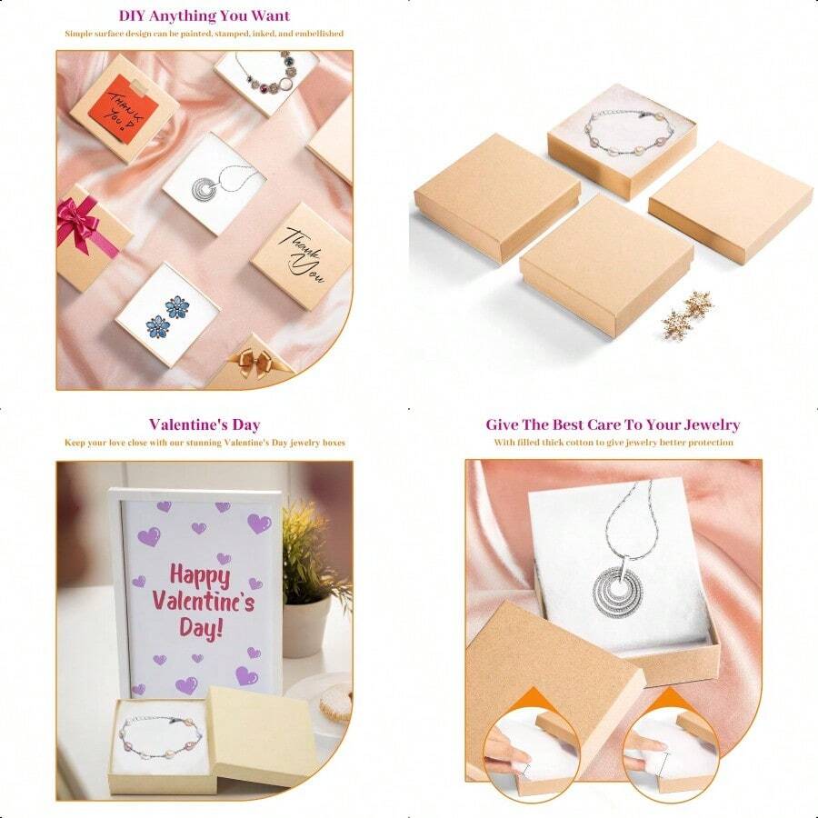 Jewelry Gift Boxes 3.5x3.5x1 Inch 20 Pcs Matte Small Gift Box With Lids Small Cardboard Jewelry Boxes With Cotton Fil And Lids JewelryBox Bulk For Festive Day Brown - Coklat - View 1