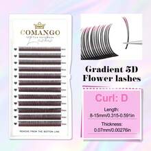 CoMango 12 Rows Mixed 8-15mm Ombre 5D Floral False Eyelashes, 0.07mm Fan-Shaped Premade Fluffy Natural Eyelash Extensions, Wholesale - trái cam - Xem 10