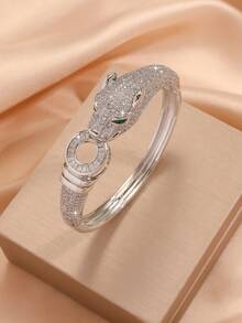 سوار برأس نمر ذهبي، مجوهرات أنيقة متعددة الاستخدامات هدية للنساء في الحفلات، بطراز الهيب هوب الشخصي والأزياء الحيوانية