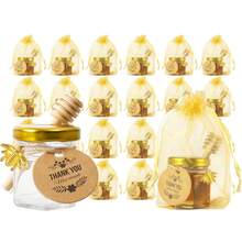 60 Pcs Honey Jar, Glass Honey Pot 1.5oz, Mini Honey Jars With Dipper, Bee Charm, Jutes, Thank-You Card, Gold Gift Bags And Stickers, Perfect For Baby Shower Favors Wedding Favors - Clear - View 10