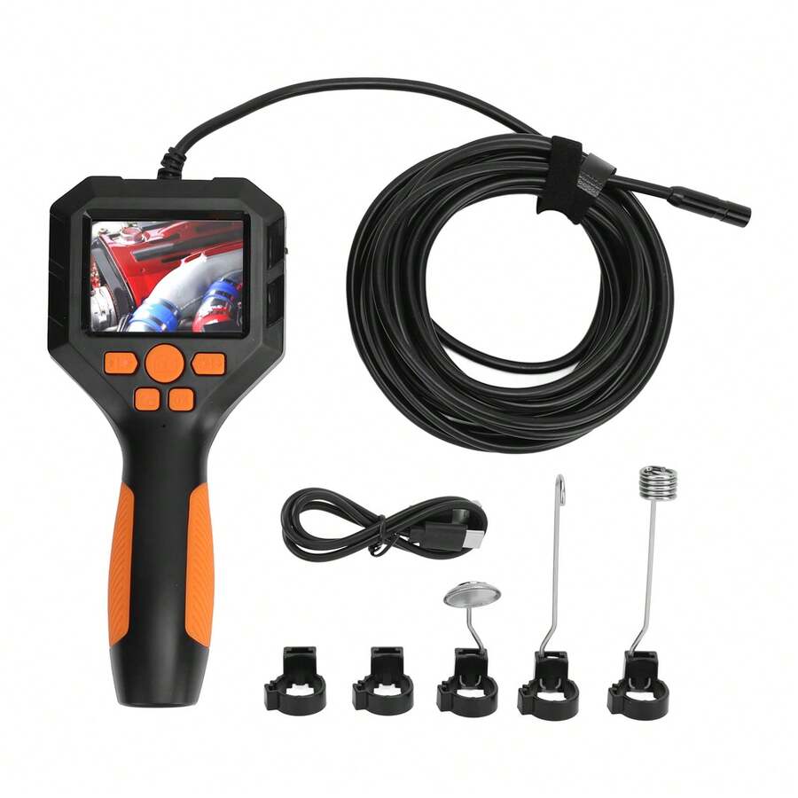 Cámara endoscópica de inspección portátil pantalla IPS 2.8 pulgadas lente 2MP impermeable IP68 ideal para tuberías reparación automotriz industrial usos varios - Naranja - Ver 1