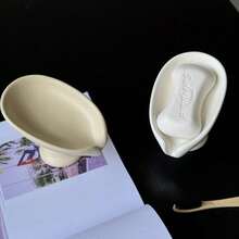 Porta Jabón en Forma de Hoja - Drenaje en S de Madera, Minimalista para Baño, Organizador de Encimera de Cocina - Blanco - Ver 3