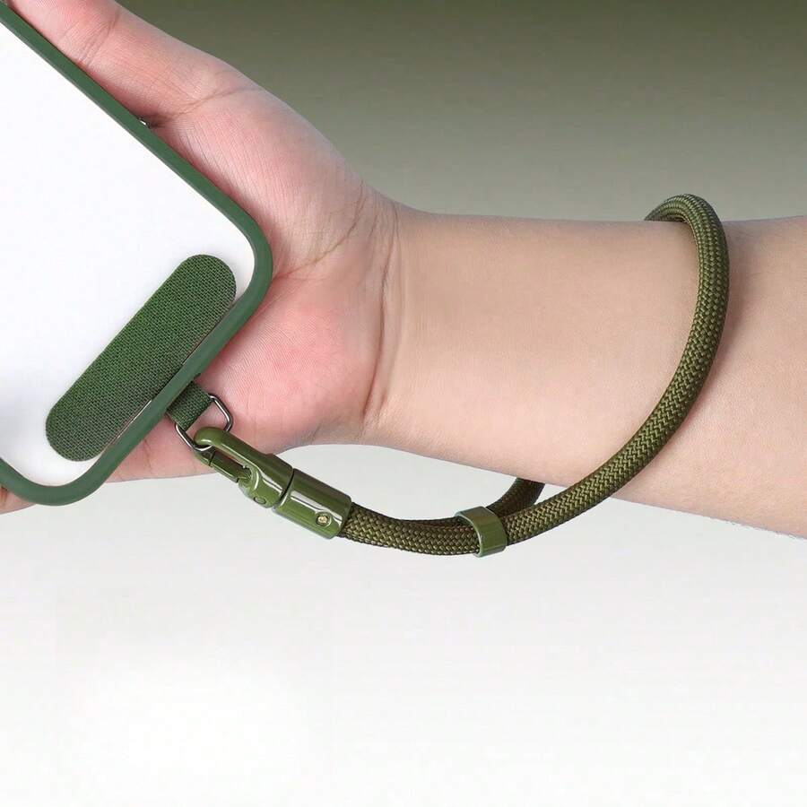 Mobile Phone Lanyard Wrist Adjustable Length Hand Rope New Self-Locking Anti-Drop Strong Stainless Steel Clip Short Sling - 軍綠色 - 查看 1