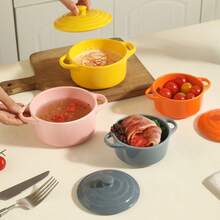 Ceramic Casserole Dishes - Kitchen Casserole Set With Handles And Lids - Small Baking Molds - Oven, Microwave And Dishwasher