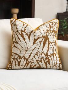 1 件装重磅雪尼尔提花抱枕套（不含枕芯），时尚现代重磅雪尼尔提花靠垫套，适合日常家居、沙发、床铺装饰，四季皆宜 - 黃白色 - 查看 2