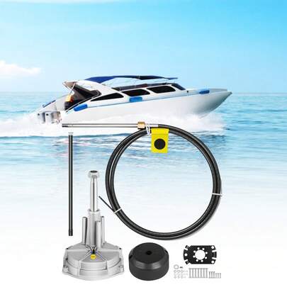 Cable de dirección para barcos Kit de dirección rotativa fueraborda de 14' Kit de dirección rotativa para barcos de 14 pies