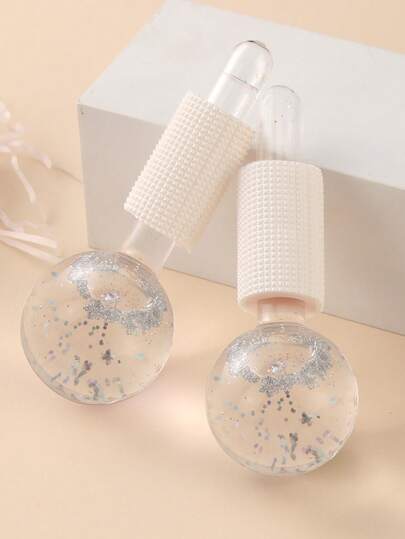 2pcs/Set (Gift Box) Glitter Crystal Clear Energy Ice Balls, Eye Care Cold Compress, Face Massage, Beauty Ice Wave Balls