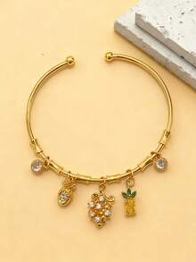 1 pezzo Bracciale regolabile in rame placcato oro 18K, stile bohémien con pendenti a forma di stella, luna, occhio del diavolo, nappina, orso, gioielli punk goth, adatOgnissantilloween, Ringraziamento, feste invernali, ottimo regalo per adolescenti e accessori gioielleria da donna