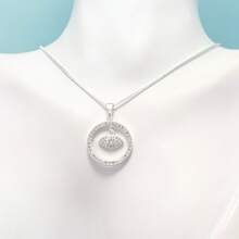 Necklace With Round Evil Eye Pendant And Zirconia, 925 Silver Plated - Silver - View 2