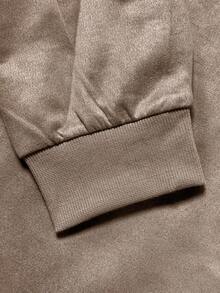 男士春秋季麂皮绒轻薄外套，舒适柔软休闲外套，复古立领拉链棒球夹克，宽松简约百搭短款上衣 [尺码偏大，建议选购小一码]