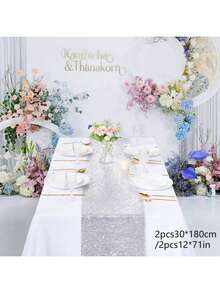 2 buah Taplak Meja Merah Mengkilap Ukuran 12" x 108", Cocok untuk Pernikahan, Pesta, Ulang Tahun, Pameran, Natal, Dekorasi Meja Hidangan Penutup - MultiWarna - View 10