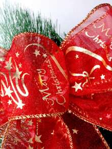 Nastro decorativo natalizio stampato in stile coreano, colore rosso dorato, dimensioni 6,3 x 200 cm, decorazione per albero di Natale, decorazione per la casa, decorazione natalizia per la stanza, decorazione invernale