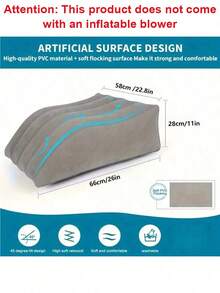 1 件充气楔形枕头，用于腿部和膝盖休息，柔软支撑垫，肌肉舒适，便携式支撑枕头，用于阅读、观看、睡觉、躺卧，充气功能垫，用于抬高腿部（不包括充气鼓风机）