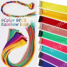 9 pezzi Extension per capelli molletta-in arcobaleno per ragazze - Colori casuali vivaci con molletta facili da applicare e sicure, adatte per feste, uso quotidiano casual e in tutte le stagioni