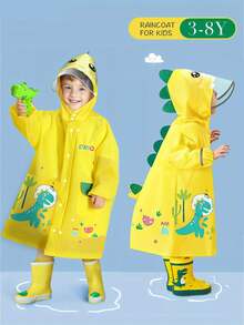 1 Set Cute Children's Soft & Comfortable Outdoor Soft Raincoat, Funny Kids Rainwear, Fashionable & Durable Waterproof Jacket, Suitable For Playing, Going To School, Cute EVA Lightweight Raincoat, Full Body Waterproof Rainwear For Outdoor Activities, Hiking, Camping