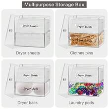 Acrylic Dryer Sheet Holder And Dispenser Container Box For Laundry Room Organization Storage For Fabric Sheets Dryer Balls Clothes Pins Laundry Pods - Clear - View 5