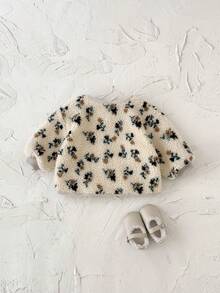 女婴碎花印花加厚保暖内衬外套，冬季