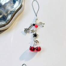 Original Sweet And Cool Girl Y2K Personalized Harajuku Cherry Bow Mobile Phone Chain, Goben Pendant Pendant - A - 查看 6