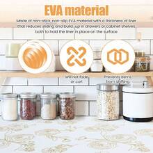 Revestimiento antideslizante adhesivo para estantes y cajones, almohadilla protectora de EVA, resistente al agua, al aceite y al polvo, antideslizante, adecuado para gabinetes de cocina, cajones, encimeras, material duradero, se puede recortar al tamaño deseado, ideal para cocinar en casa - Blanco - Ver 10