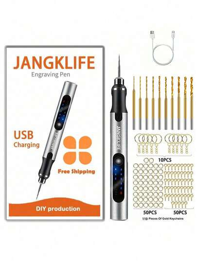 JANGKLIFE JANGKLIFE Electric Resin Drill Set With 10 Pieces Drill Bits (0.6 To 2.2 Mm) For Resin Plastic,Electric Mini Drill With Wrench Hex Pin Vise For Resin Casting Molds DIY Keychains Crafts Making (Drill Bits And Keys Are Sold Separately, Please Pay Attention To The Options When Placing An Order)