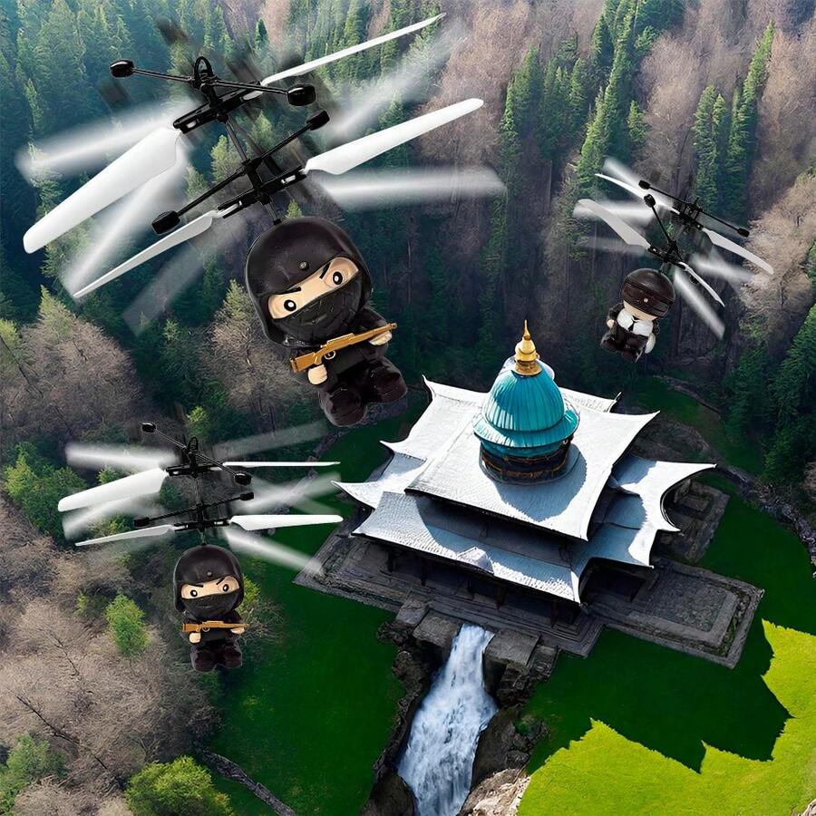 ELE-GATE Helicóptero Mini Dron de  y Combatiente - Blanco y Negro - Ver 1