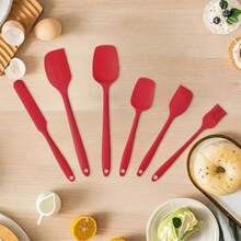 6-Piece Red/Black Seamless Silicone Spatula Set - Heat-Resistant And Flexible Silicone Spatulas For Kitchen Cooking, Baking, Stirring Yogurt And Spreading Butter - Non-Stick And Easy To Clean, Premium Tableware, Easy To Use In Dishwashers, High-Quality Baking Set, Thanksgiving Gift, Halloween Gift, Christmas Gift - 紅色 - 查看 10