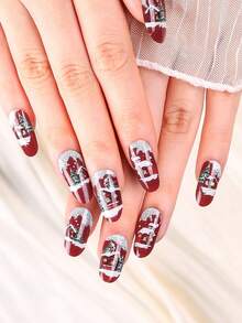 Tiras de unhas de gel semi curadas, adesivos retrô de Natal com padrões clássicos como flocos de neve e renas, funcionam com qualquer lâmpada de unha, adesivos de decoração de unhas com qualidade de salão, adesivos de decoração de unhas faça você mesmo para mulheres e meninas, salão de arte de unhas - Multicolorido - Ver 8