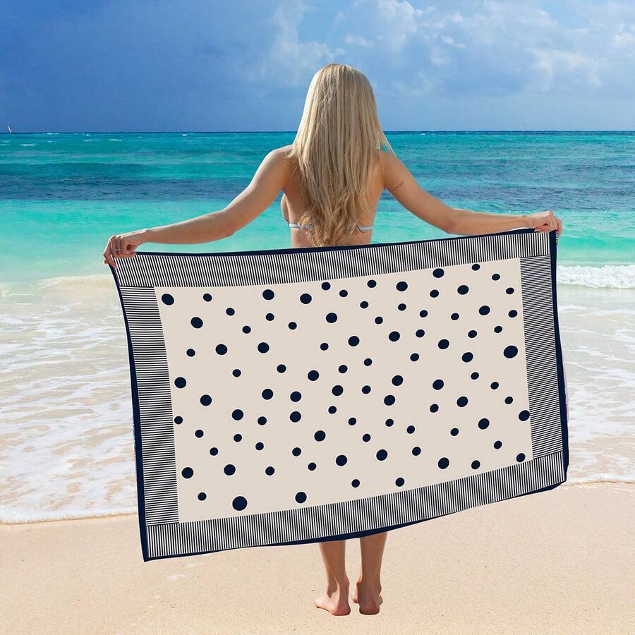 Classic Polka Dot Print Bathrobe Cover-Up. - 波阿 - 查看 1